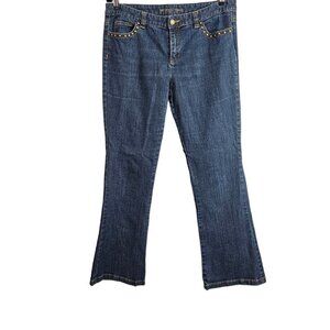 Michael Kors Denim Wide Leg Flare Studded Jeans